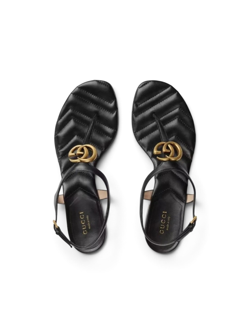 *SOLD* Gucci Marmont Double G Mid-Heel Leather Thong Sandals Black Size 37 - Picture 8 of 10